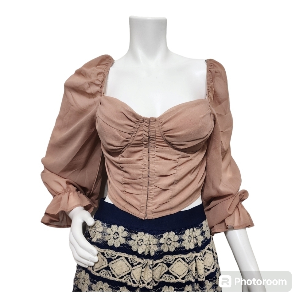 NWT Papaya Boho FairycoreTan Crop Top Size L